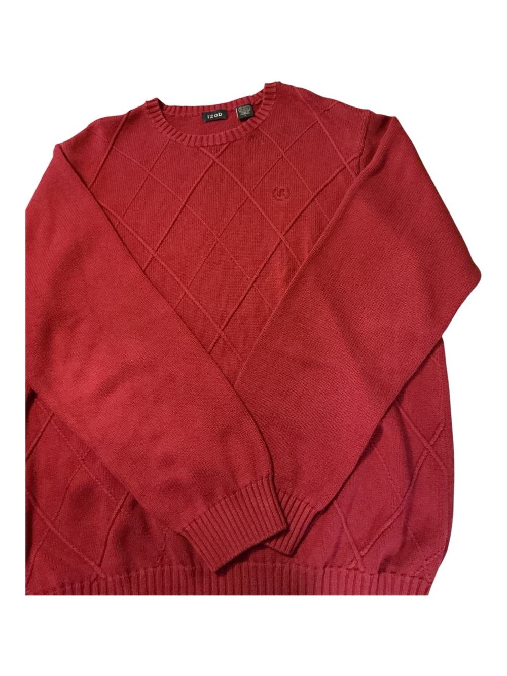Izod Men’s Red Diamond-Pattern Crewneck Sweater